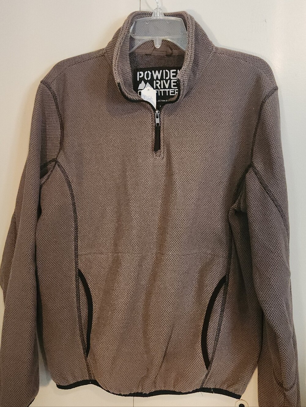 T72 Powder River Outfitters by Panhandle Men's Quarter-Zip Pullover Fleece-Taupe